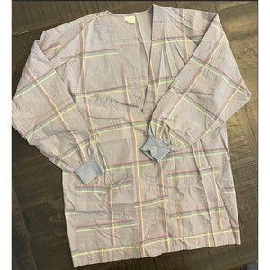 Vintage Scrub Jacket - Ribbed Sleeves-Snap Front- Sz S